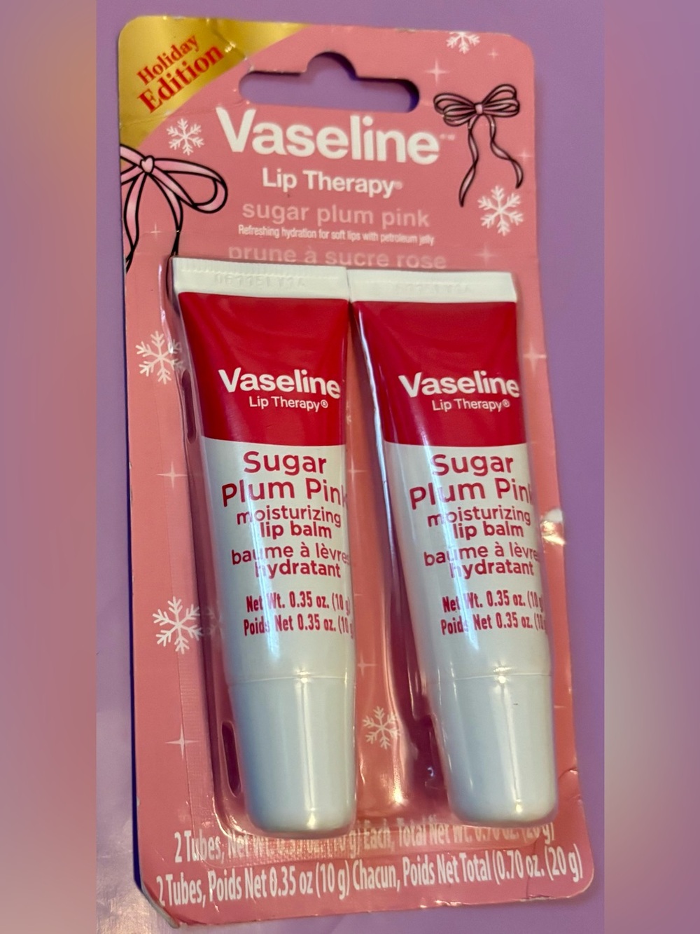 Vaseline Sugar Plum Pink Lip Therapy Moisturizing Lip Balm Duo